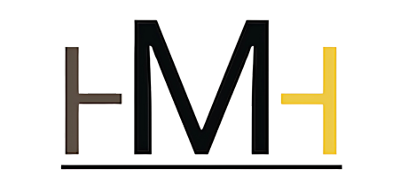 Logo with stylized letters H, M, and H in black, brown, and yellow colors.